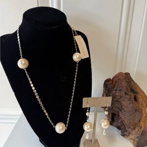 Carolee Silver Necklace with Pearl Accents